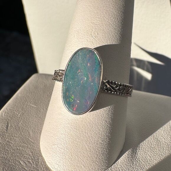 NWT Australian Opal in Bali sterling silver ring! - Picture 3 of 10